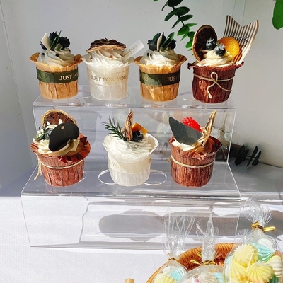 Multi Tiers Clear Acrylic Step Display Stand for Dessert Cookies Cake