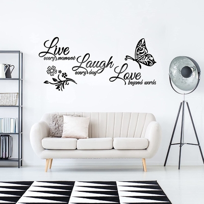 Inspirational Live Every Mom Words Acrylic Mirror Wall Stickers For Laugh Every Day