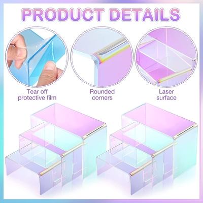 Rainbow Acrylic Display Shelf Large Medium Small Rectangle Stand