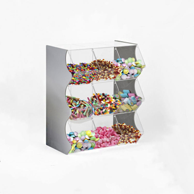 3 Tier Candy Display Case , Custom Pick and Mix Acrylic Candy Dispenser