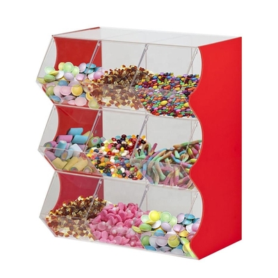3mm Thickness Acrylic Candy Display Bins With Dividers Lucite Cabinet