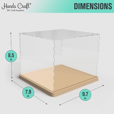 Acrylic Wooden Base Transparent Clear Dust Cover for Collectibles DIY House Model