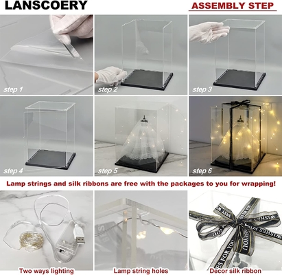Collectibles Clear Acrylic Display Case With Light And Ribbon