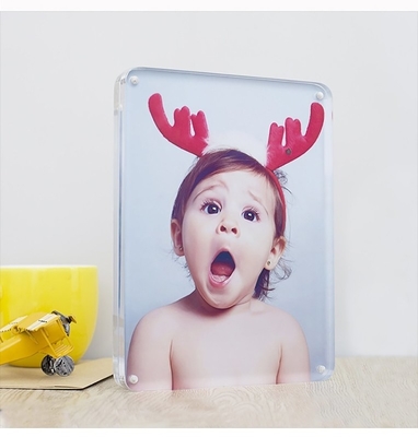 4R Photo Paper Insert Desktop Plastic Acrylic Magnetic Picture Frame Clear Double Side