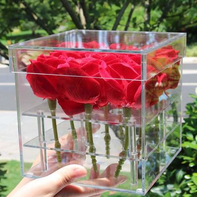 Detachable Acrylic Display Box Clear Acrylic Rose Flower Box Eternal Life Storage
