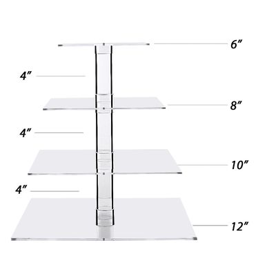 8x8 Inch 10x10 Inch Acrylic Dessert Stands Acrylic Square Cake Stand