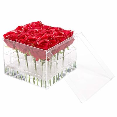 ISO9001 Acrylic Storage Box 9 Holes Flower Acrylic Box With Lid