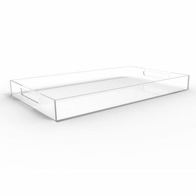 Multifunctional Clear Acrylic Serving Tray With Handles 21.6x11.6x10cm
