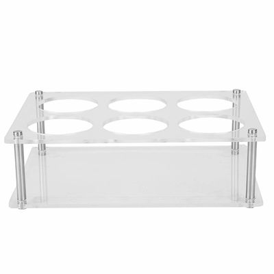 6 Compartment Acrylic Bottle Rack Stand Transparent Chemical Resistance