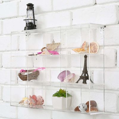 12 Compartment Acrylic Display Frame Wall Mounted Bathroom Organizer Counter Rack