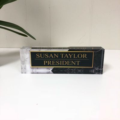 Black Desk Laser Cut Acrylic Name Plate For Company Display