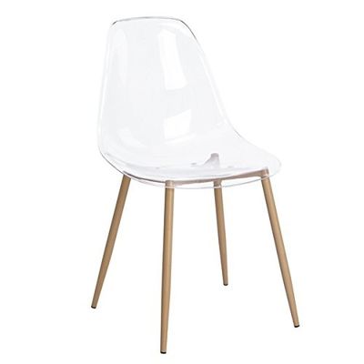 OEM ODM Clear Acrylic Ghost Chair , Eames Style Plastic Chair With Metal Legs