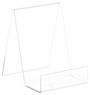 Plymor Clear Acrylic Easel Display Stand Flat Back With 3.5&quot; Box Ledge