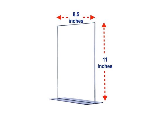 ODM Waterproof T Shape Acrylic Stand , Plastic Sign Holder 8.5 X 11