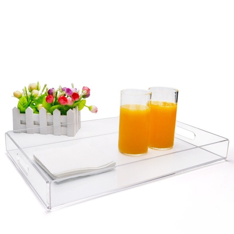 Oem Accepted Large Clear Acrylic Tray Rectangular For Breakfast