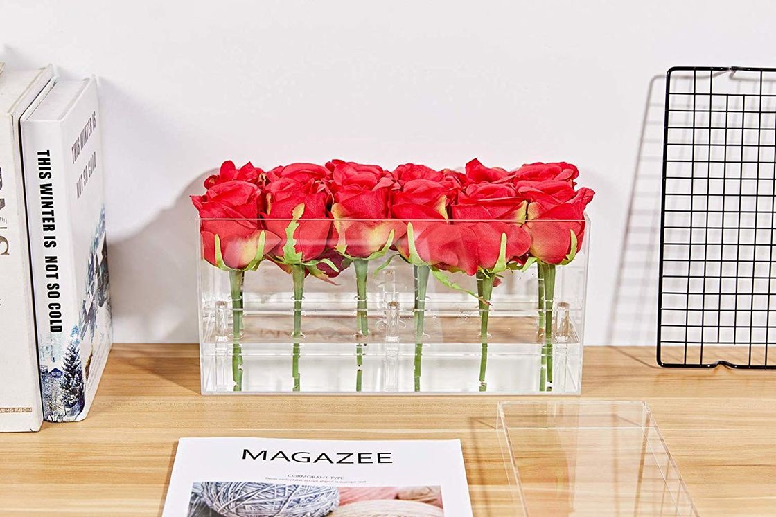Waterproof Everlasting Roses Acrylic Box Daily Decoration For 25 Roses