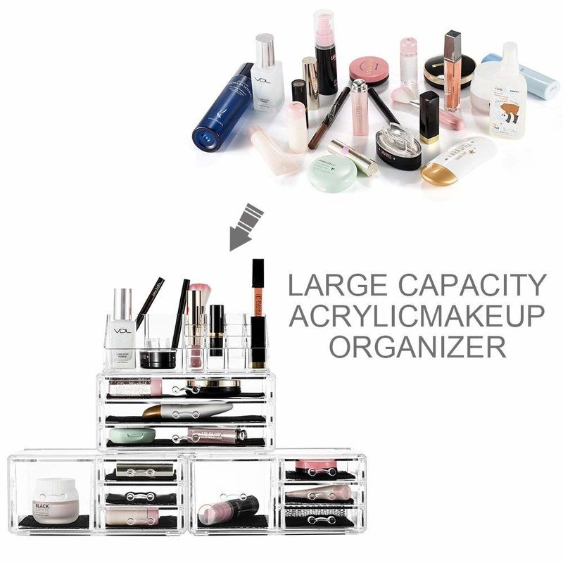OEM ODM Large Acrylic Display Box Cosmetic Storage Box Organizer 4 Pieces Set