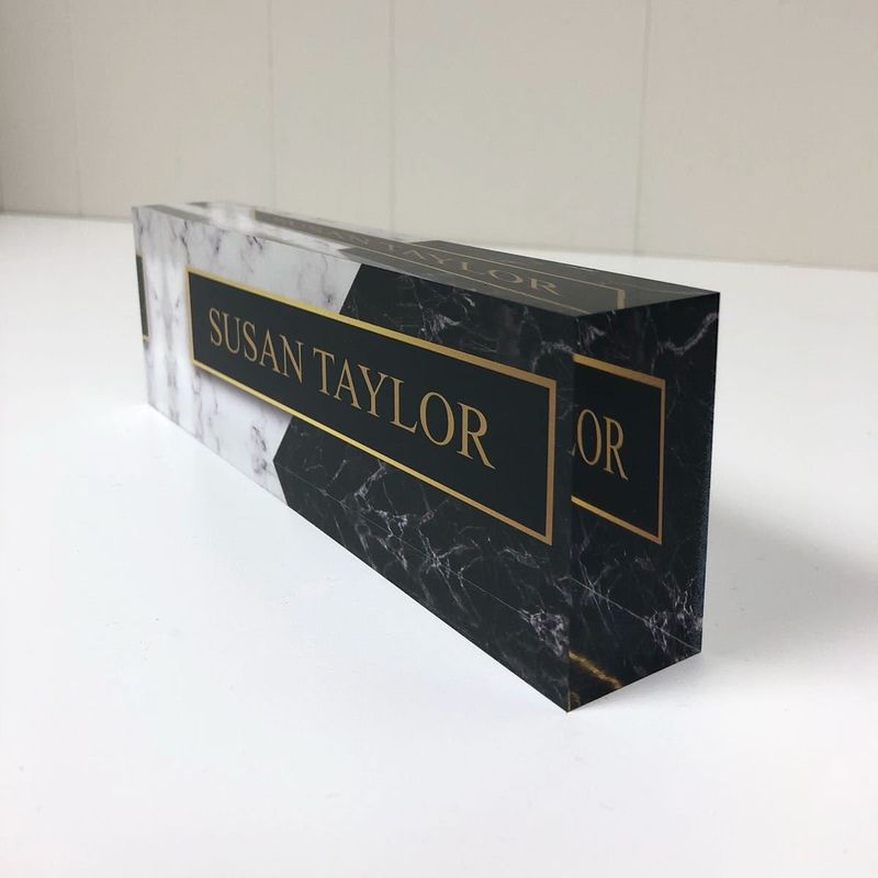 Black Desk Laser Cut Acrylic Name Plate For Company Display
