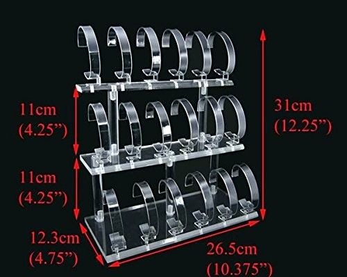 3 Tier Acrylic Watch Stand Holder Removable Silk printing logo