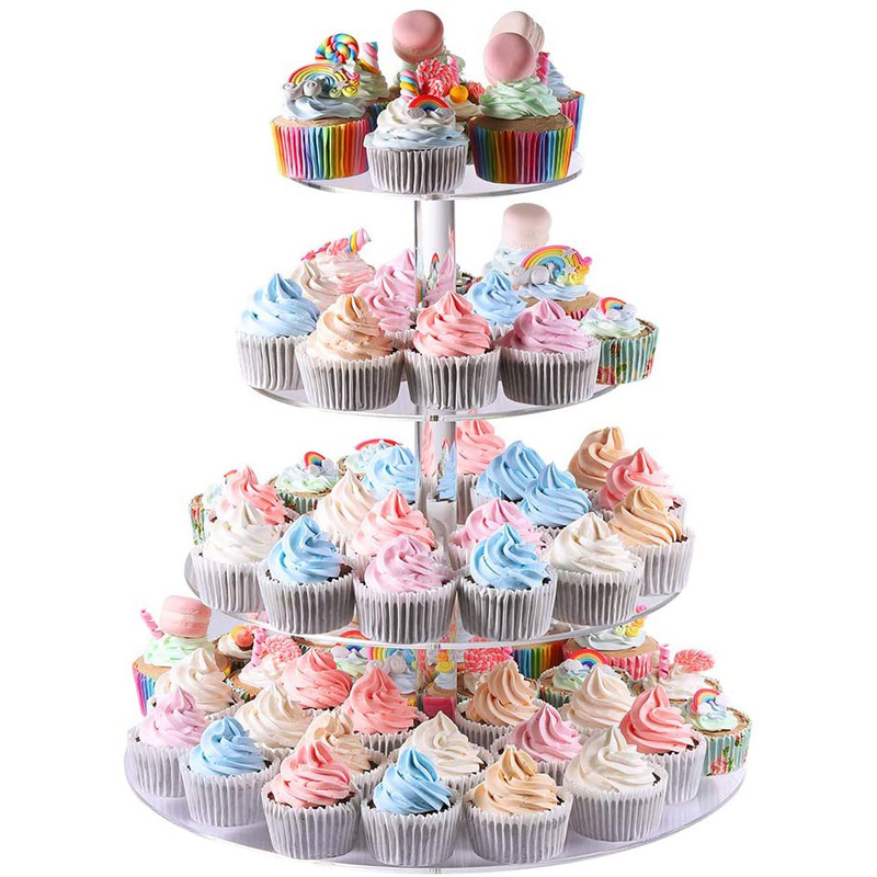 Custom 3 4 5 Tier Acrylic Round Cupcake Stand For Wedding Party